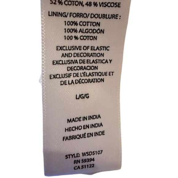 Beach Lunch Lounge Women's White Midi Dress L Short Puff Sleeve Square - Picture 9 of 10